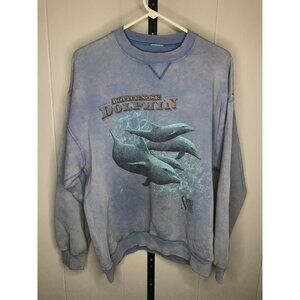 VTG 80s Spirit Lakes Outfitters Dolphin Crewneck Sweatshirt LG USA Faded Thrash